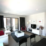 Auckland Viaduct Harbour 2 bedroom apartment - lounge and balcony