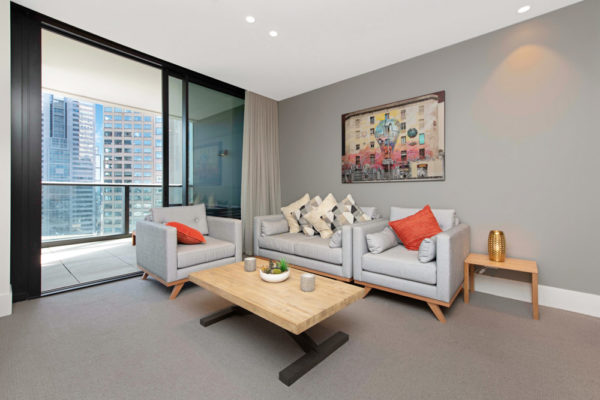 Spring Street apartment 2608 - living room and balcony