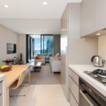 Spring Street apartment 2608 - living room, kitchen and dining