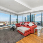 Eureka apartment 5501 - living room with view of the city