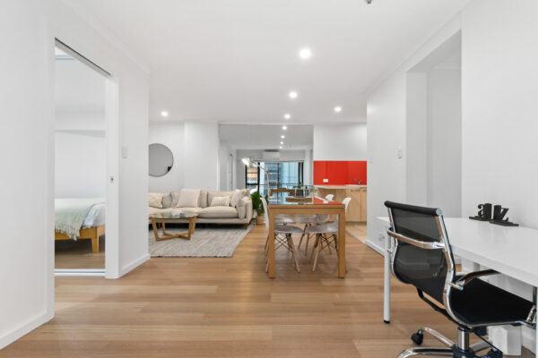 York Street, Sydney apartment - living room and study area